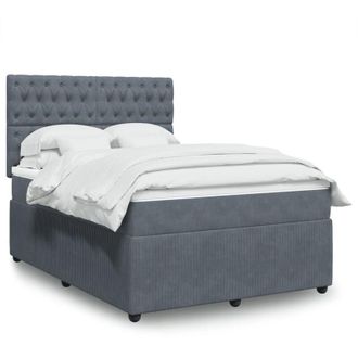 vidaXL Vidaxl - Cama Box Spring Con Colch&oacute;n Terciopelo Gris Oscuro 140x200 Cm