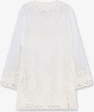Zimmermann Womens Long Ramie Dress Indra White Shirt