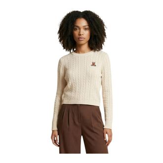 Jacqueline de Yong JACQUELINE de YONG, Round-neck Knitwear, female, Beige, Size: M Round Neck Long Sleeve Knitwear