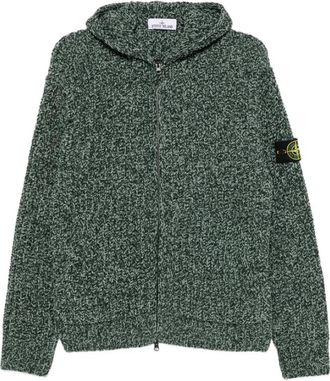 Stone Island Moulin&eacute; Katoenen Chenille Rits Hoodie - Heren - Vesten - Groen - M - Katoen - Truien & Vesten