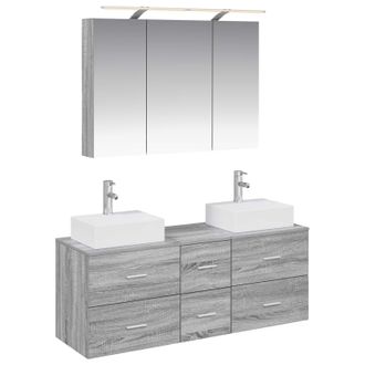 vidaXL Juego De Muebles De Ba&ntilde;o 4 Pcs Sonoma Gris Vidaxl
