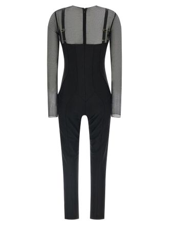Elisabetta Franchi Tulle and Jersey Jumpsuit - Black