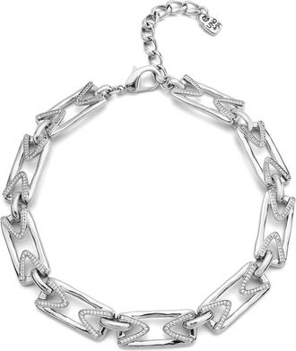 UNOde50 Sterling Silver Metal Alloy Necklace With Large Size Links And Topaz Inside Each Link
