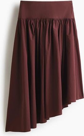 H&M Asymmetric Midi Skirt in Dark Brown at Nordstrom, Size X-Large