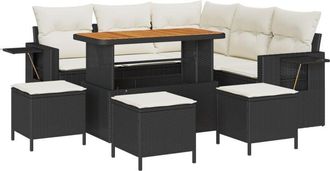 vidaXL Vidaxl - Garden Sofa Set Height-Adjustable 9 pcs Black Poly Rattan