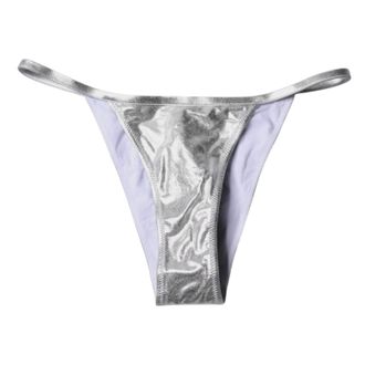 Dolce & Gabbana Silver Polyester Beachwear Bikini Bottom Womens Swimwear
