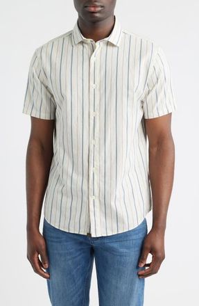 Billy Reid Donelson Short Sleeve Check Sport Shirt in Tinted White/Carbon Blue at Nordstrom, Size Xx-Large