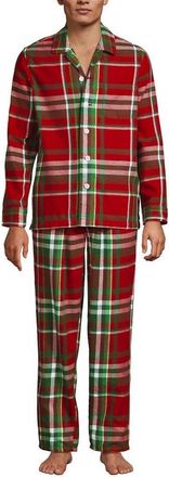 Lands End Flannel Pajama Set in Compass Red/emerald Plaid at Nordstrom, Size Xx-Large
