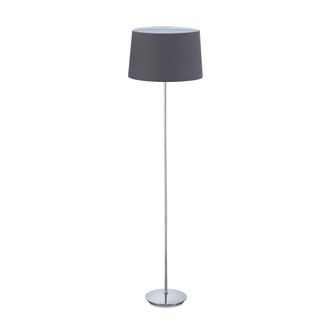 Relaxdays Lampada Da Terra Con Paralume, Stelo Cromato, Attacco E27, &Oslash; 40 Cm, Piantana Da Pavimento, 148,5 Cm, Grigio - Relaxdays