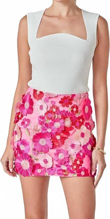 endless rose Floral Embroidered Skirt In Pink