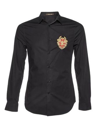 Roberto Cavalli Pre-owned logo-patch shirt - Black