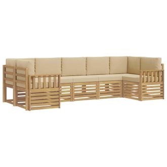 vidaXL Conjunto De Sof&aacute;s De Exterior 6 Pcs Blanco Y Beige Vidaxl