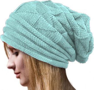 Generic Beanie Hat Women - Winter Warm Knitted Beanies Ladies Thermal Wooly Hats Soft Stretch Slouchy Beanie Skull Cap Cable Knit Hat for Women Girls Outdoor 