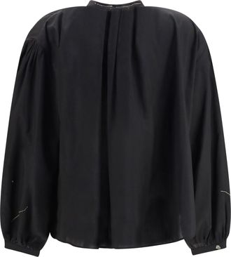Forte_Forte Womens Shirt Fleurs Dorient Voile Black Cotton