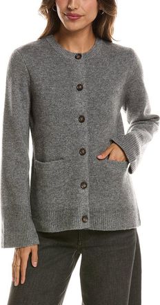 Fort&eacute; Cashmere Double Knit Button Crew Wool & Cashmere-Blend Cardigan