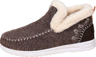 Generic Womens Cozy Orthopedic Fleece Boots - Slip-On Warm Lined Winter Ankle Shoes with Non-Slip Sole (Brown,9.5)