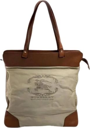 Burberry Pre-owned Tote Bag - Dames - Vintage Schoudertas - Beige - ONE Size - Leer - Vintage