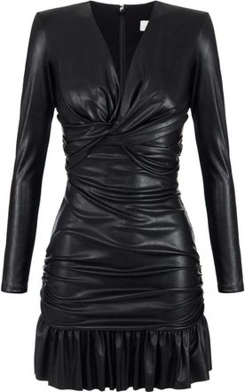 Elisabetta Franchi Kleedjes, Dames, Zwart, M, Polyester, Minijurk met volant