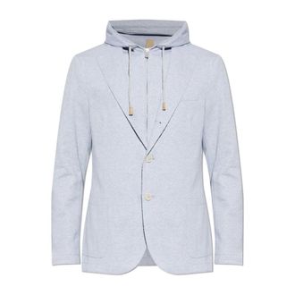Eleventy Blazers, male, Gray, Size: 3XL Blazer with a detachable hood