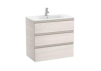 Roca Roca - Pack Unik Mueble Base De 3 Cajones + Lavabo Central The Gap Color: Fresno N&oacute;rdico - Medidas: 805x460x763 Mm