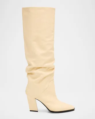 Jimmy Choo London Hart 85 Printed Leather Knee-High Boots