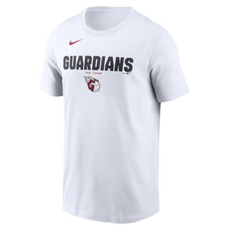 Nike Cleveland Guardians Bold Team Name Nike Mens MLB T-Shirt in White | N19910AGUA-D31