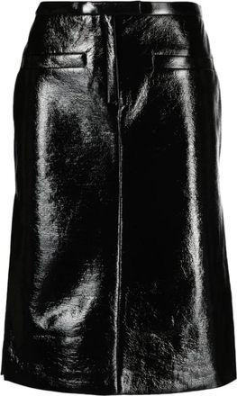 Courr&egrave;ges Low-Rise Midi Rok - Dames - Midirokken - Zwart - S - Katoen - Rokken