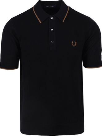 Fred Perry Mens Pique Knitted Polo Black Cotton - Size X-Large