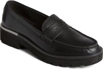 Sperry Top-Sider Chunky Penny Loafers Womens Black Leather Round Toe Slip On RHS4067