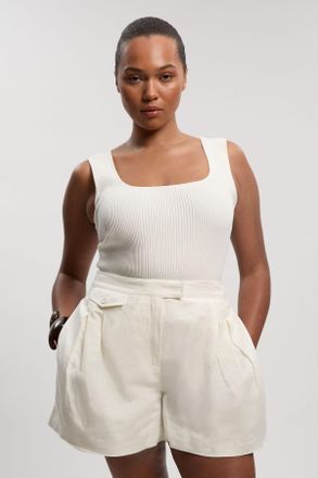 Karen Millen Womens Plus Size Viscose Linen Woven Pocket Detail Short - White - Size 20 UK