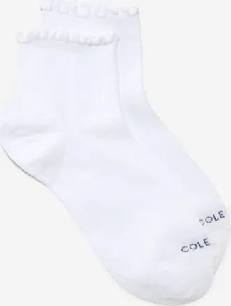 Cole Haan Womens 2-Pair Ruffle Quarter Ankle Socks - White
