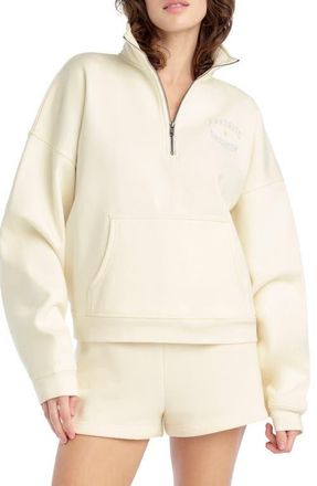 Favorite Daughter Hal Half Zip Sweatshirt in Gardenia/Light Sage at Nordstrom, Size X-Large