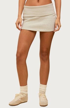 Edikted Nayel Foldover Fleece Miniskirt in Gray-Melange at Nordstrom, Size X-Large