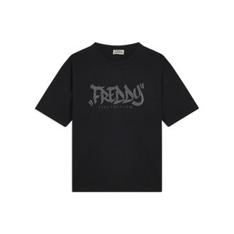 Freddy T-shirt con stampa FREDDY FEEL THE FLOW e borchie