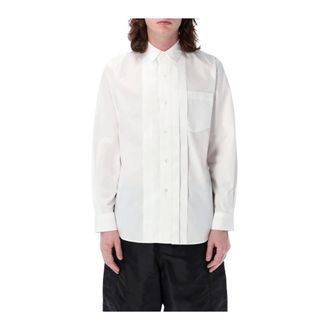 sacai Casual Shirts, male, Beige, S, Beige Pleated Cotton Shirt