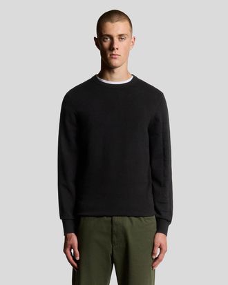 Lyle & Scott Mens Mesh Logo Crew Neck Jumper - Black Viscose - Size X-Large