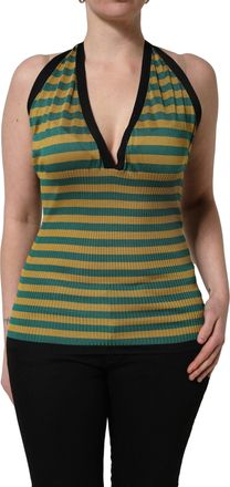 Dolce & Gabbana Womens Multicolor Stripes Wool Knit Halter Tank Top Virgin