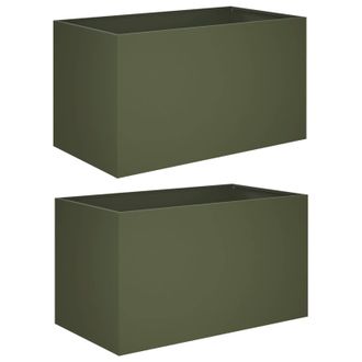 vidaXL Macetero De Jard&iacute;n 2 Uds. Verde Oliva 100 X 50 X 50 Cm Vidaxl