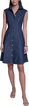 Halston Heritage Cap Sleeve Denim Shirt Dress