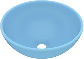 vidaXL Lavabo de lujo redondo cerámica azul claro mate 32,5x14 cm Vidaxl
