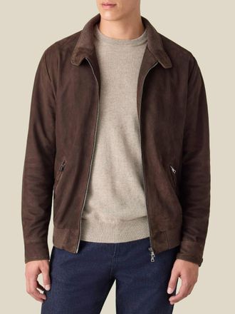 Luca Faloni Chocolate Brown Leather Classic Bomber Jacket