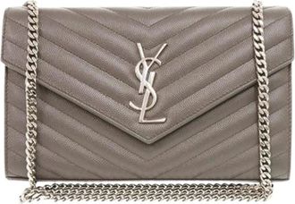 Saint Laurent Pre-owned Cross Body Bags, female, Brown, Size: ONE SIZE Pre-owned Wallet on Chain