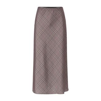 Rich & Royal Gonna Midi Stampata in Raso con Quadro - - Skirts - Donna - Marrone - M