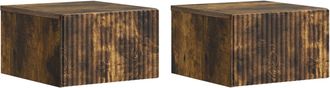 vidaXL Mesita De Noche De Pared 2 Uds. Roble Ahumado 33 X 34,5 X 20 Cm Vidaxl
