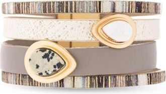 Saachi Stone Faux Leather Wrap Bracelet in Taupe at Nordstrom Rack