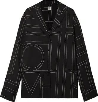 Toteme Monogram Silk Shirt - Black