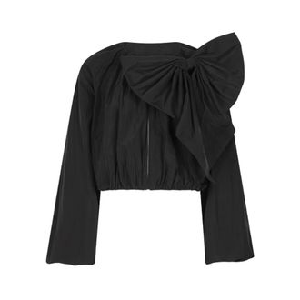Dante6 Tomomi Bow Bolero - Dames - Jassen - Zwart - Maat: Xs/S Leer