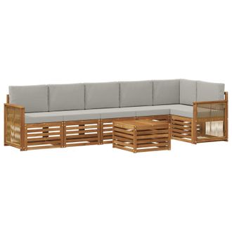 vidaXL Conjunto De Sof&aacute; Seccional Con Coj&iacute;n 6 Pcs Natural Y Gris Claro Vidaxl