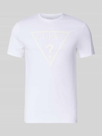 Guess T-Shirt mit Logo und Rundhalsausschnitt in Weiss, Gr&ouml;&szlig;e XXL