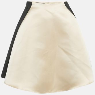 Elisabetta Franchi Black/cream Satin Pleated Skirt